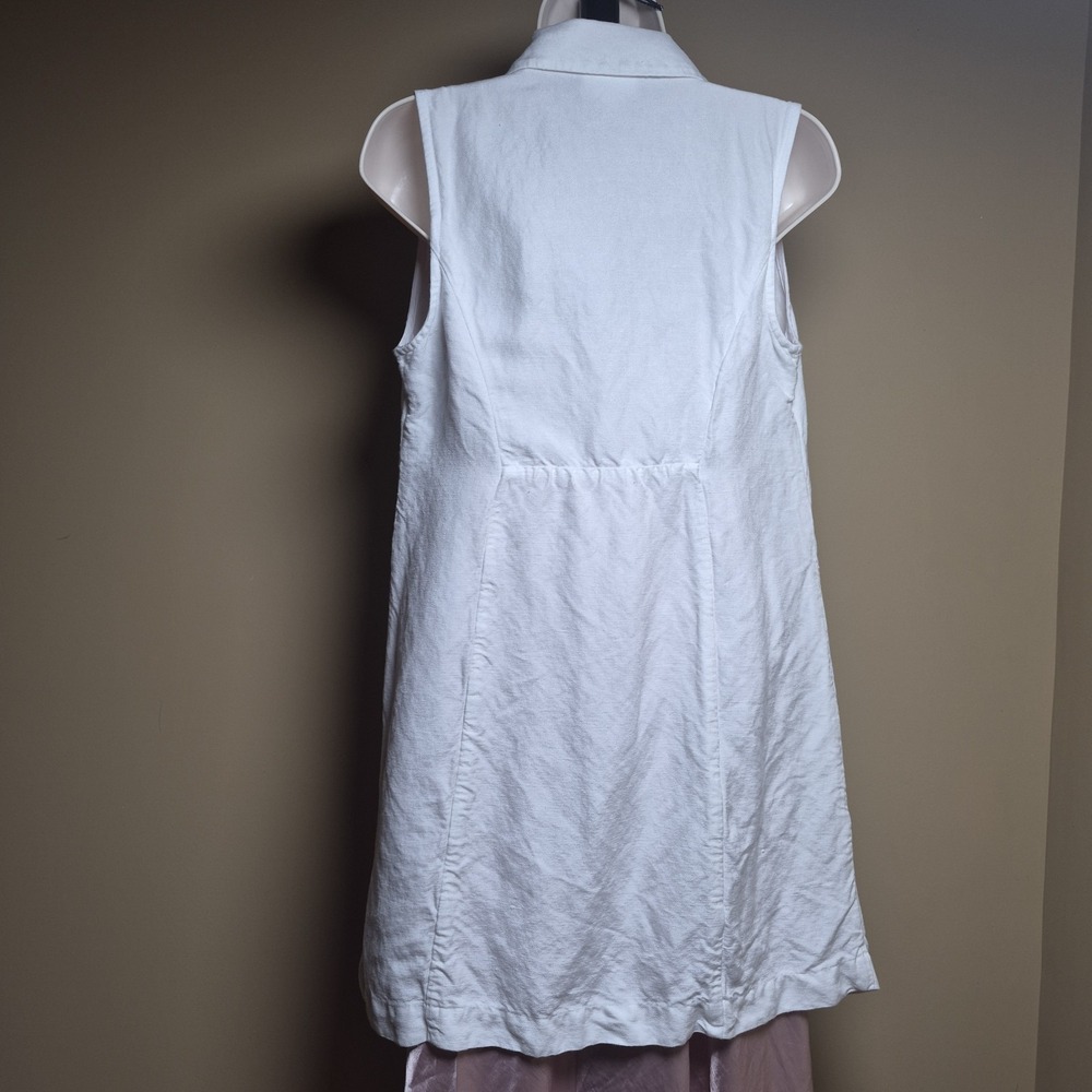 J. Jill White Linen Blend Longline Sleeveless Vest Open Front XS Petite